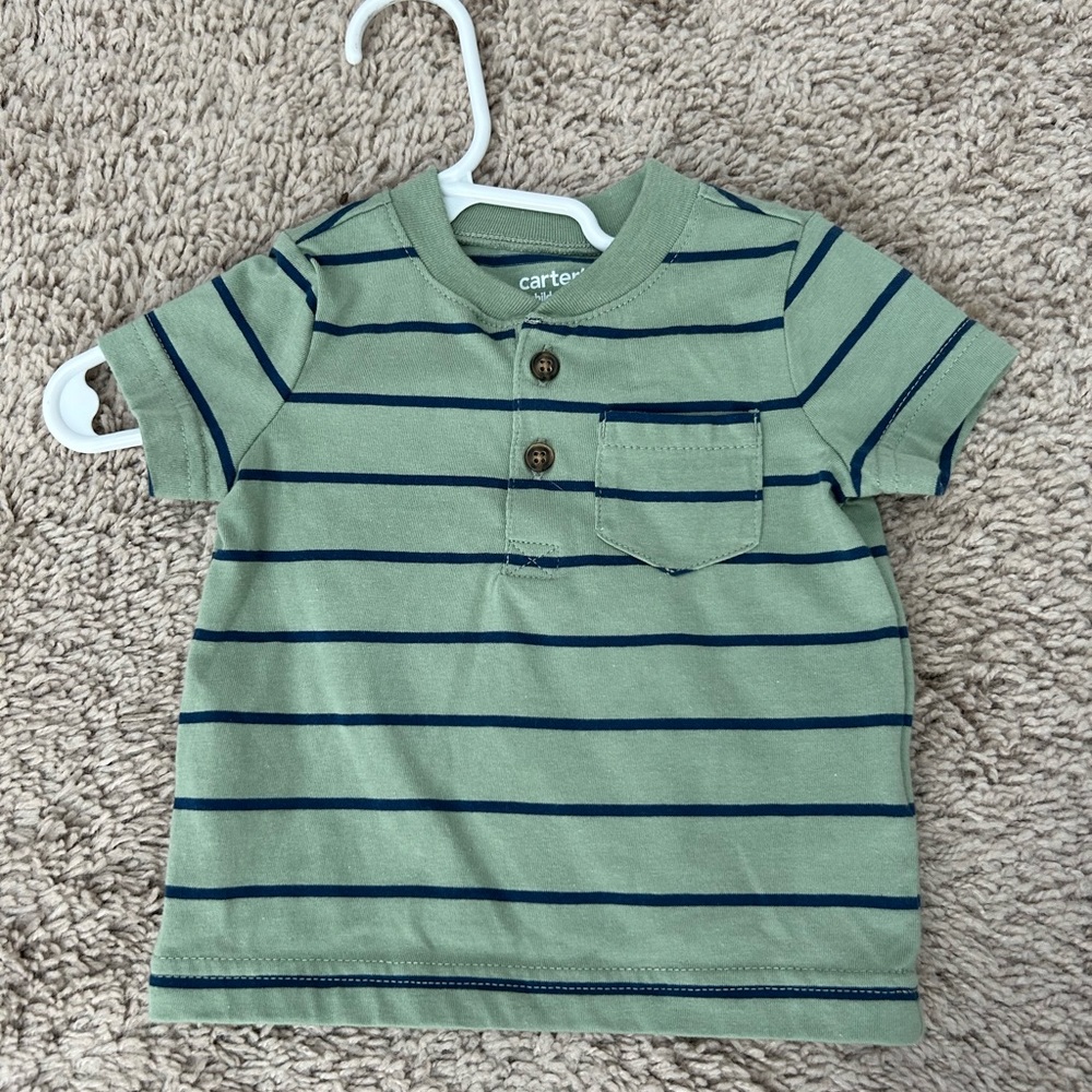 Carter's Olive and Navy Striped Tee